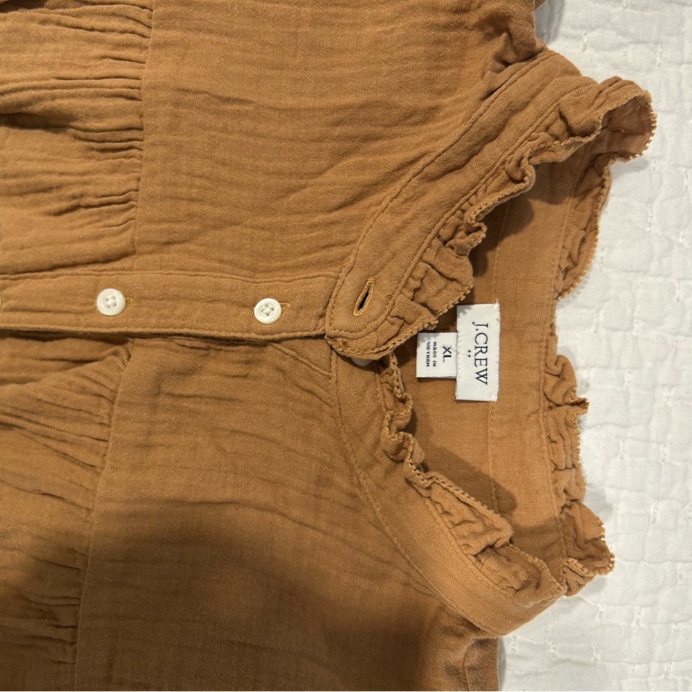 J. Crew Mustard Yellow Ruffled Blouse - Picture 4 of 4